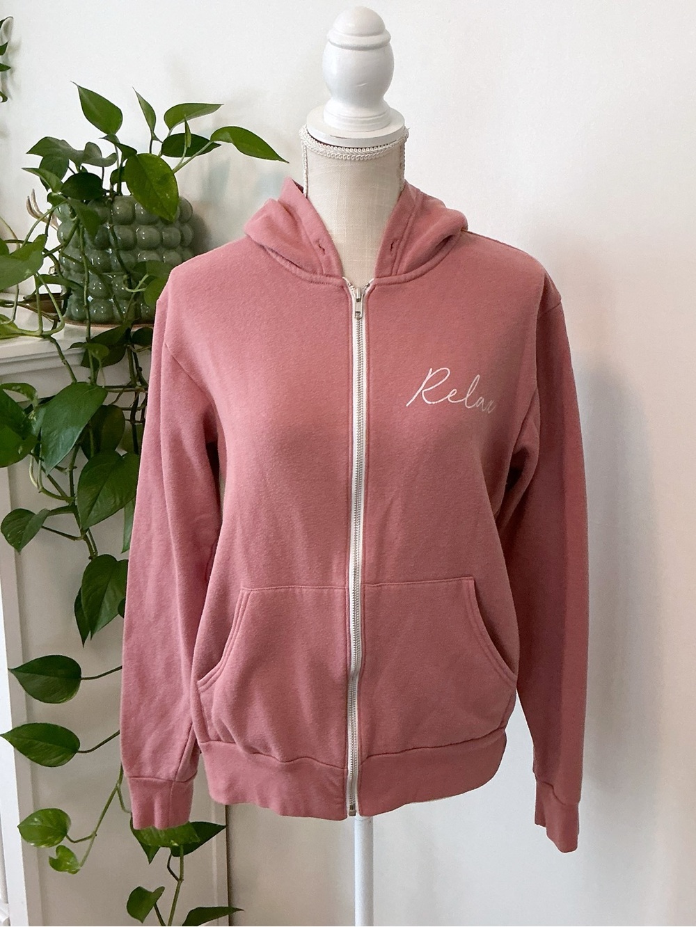 Lulusimon Studio | Dusty Rose Relax Zip Up Hooded Sweatshirt size Medium